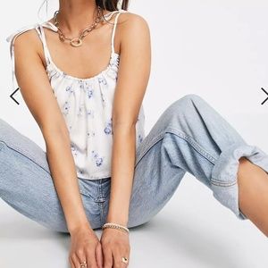 ASOS DESIGN satin scoop neck cami in floral print